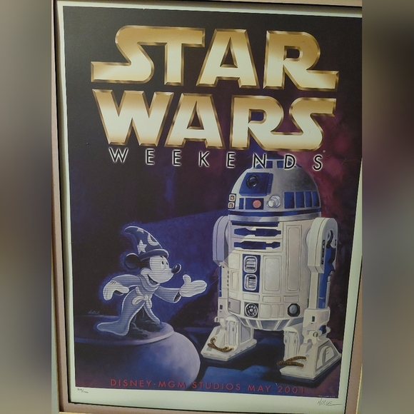 Disney Star Wars Weekends MGM 2001 LE Rare Poster Mickey Mouse R2D2 WDW - Picture 1 of 3